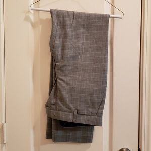 JF J. Ferrar Gray Windowpane Slim Fit Suit Pants